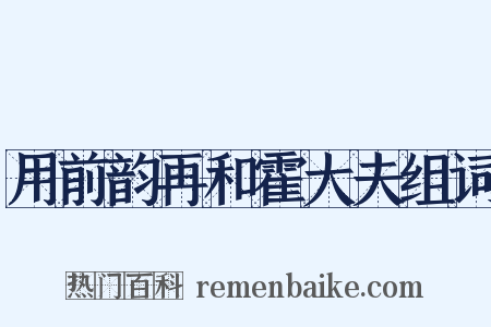 用前韵再和霍大夫组词是什么意思的图片